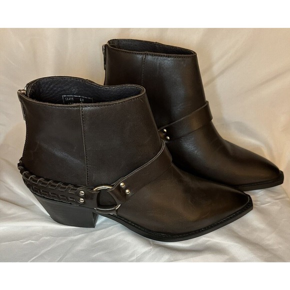 Brusque women brown leather short biker boots US 9.5 Euro 40 EUC - Picture 6 of 7